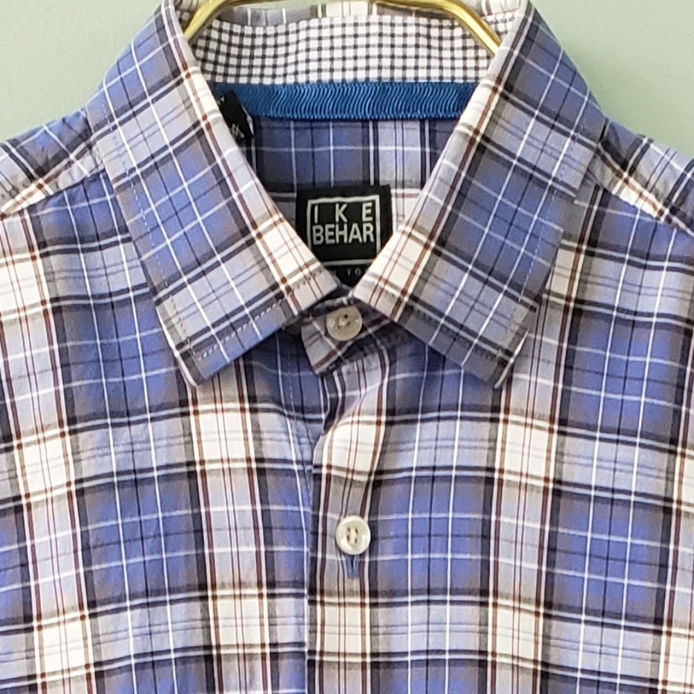 IKE BEHAR Boys Plaid Dress Shirt